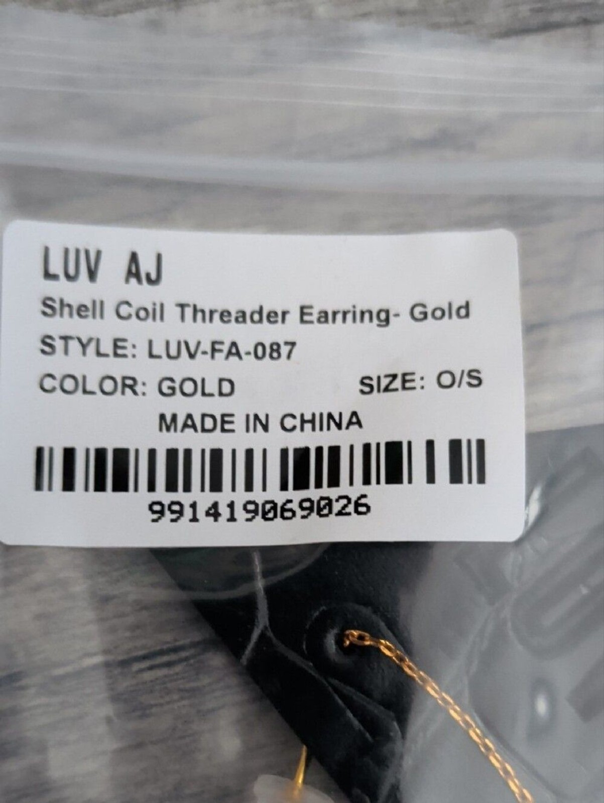 Luv AJ Gold Shell Coil Threader Earrings with Cream Shell Accents