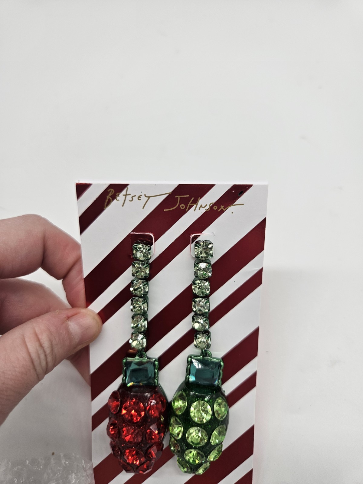 NWT Betsey Johnson Christmas Lights Mismatched Earrings, Red & Green Bulbs