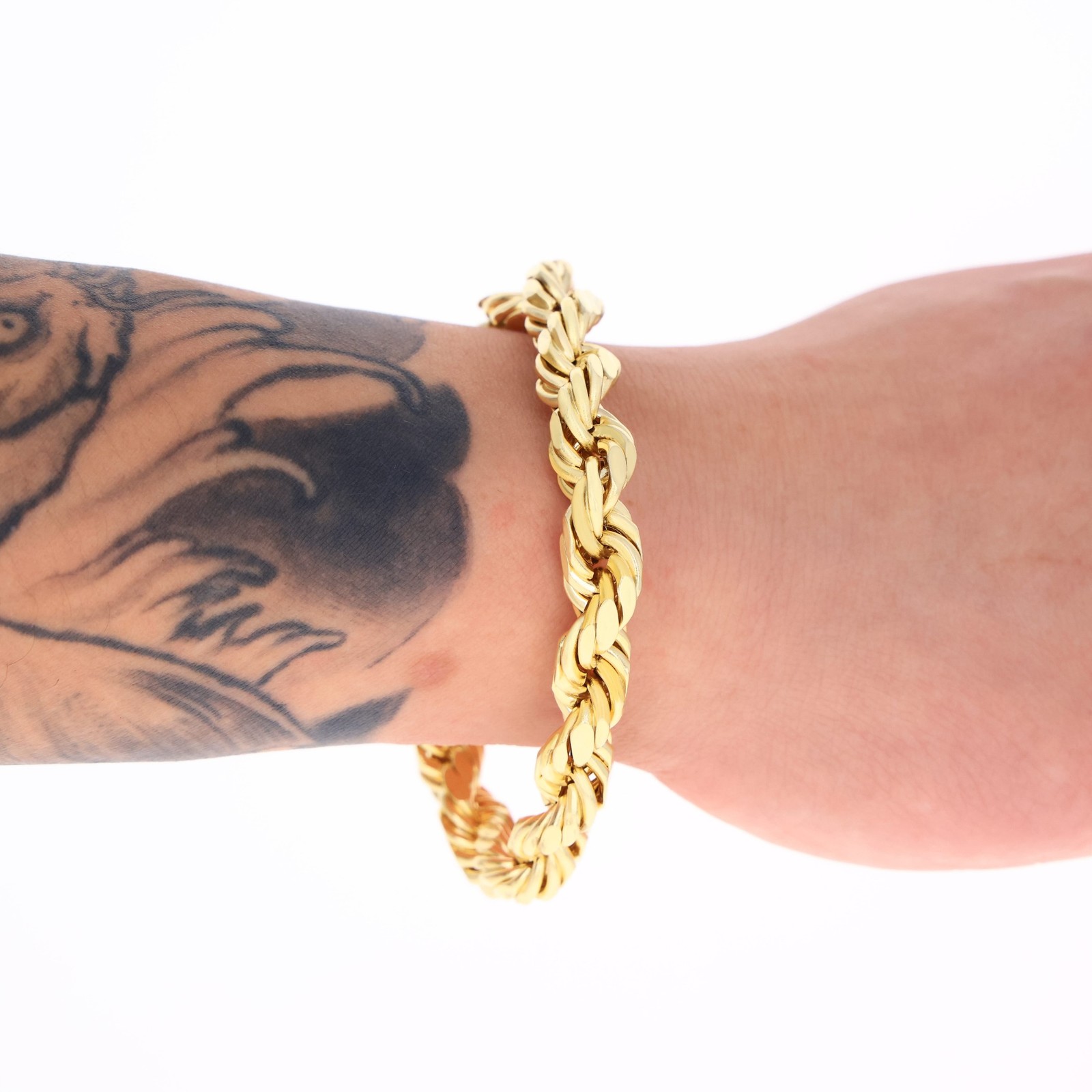 14K Yellow Gold 1.5mm-10mm Solid Diamond Cut Rope Chain Bracelet 7″ 7.5″ 8″ 9″