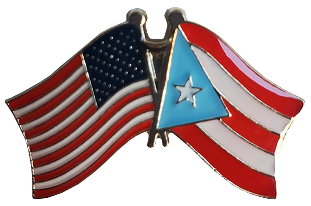 USA & Puerto Rico Light Blue Friendship Motorcycle Hat Cap Lapel Pin