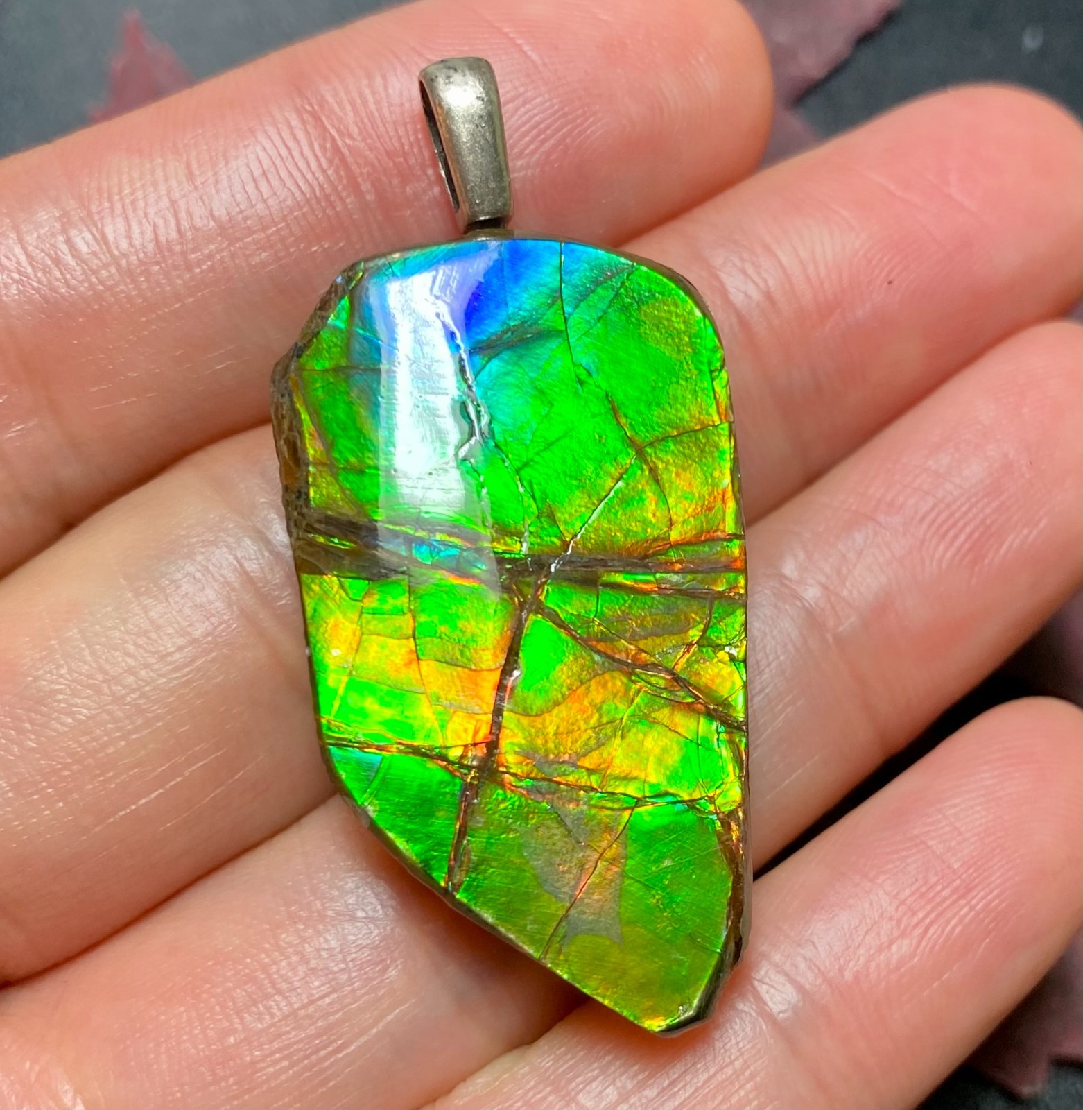 Ammolite Pendant Jewelry Genuine Canadian Gemstone Gift for Mom Multiple Options