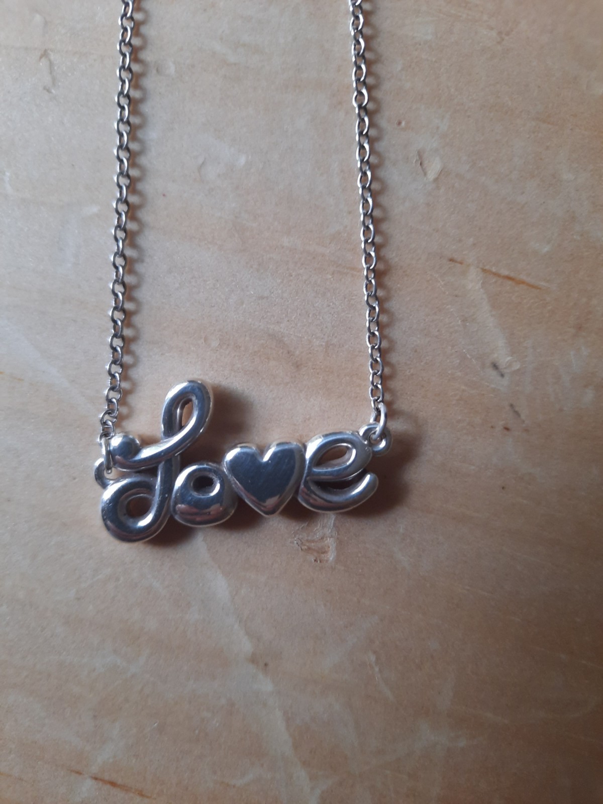 Love Heart Charm Pendant Necklace Silver Tone Adjustable Cable Chain Lobster