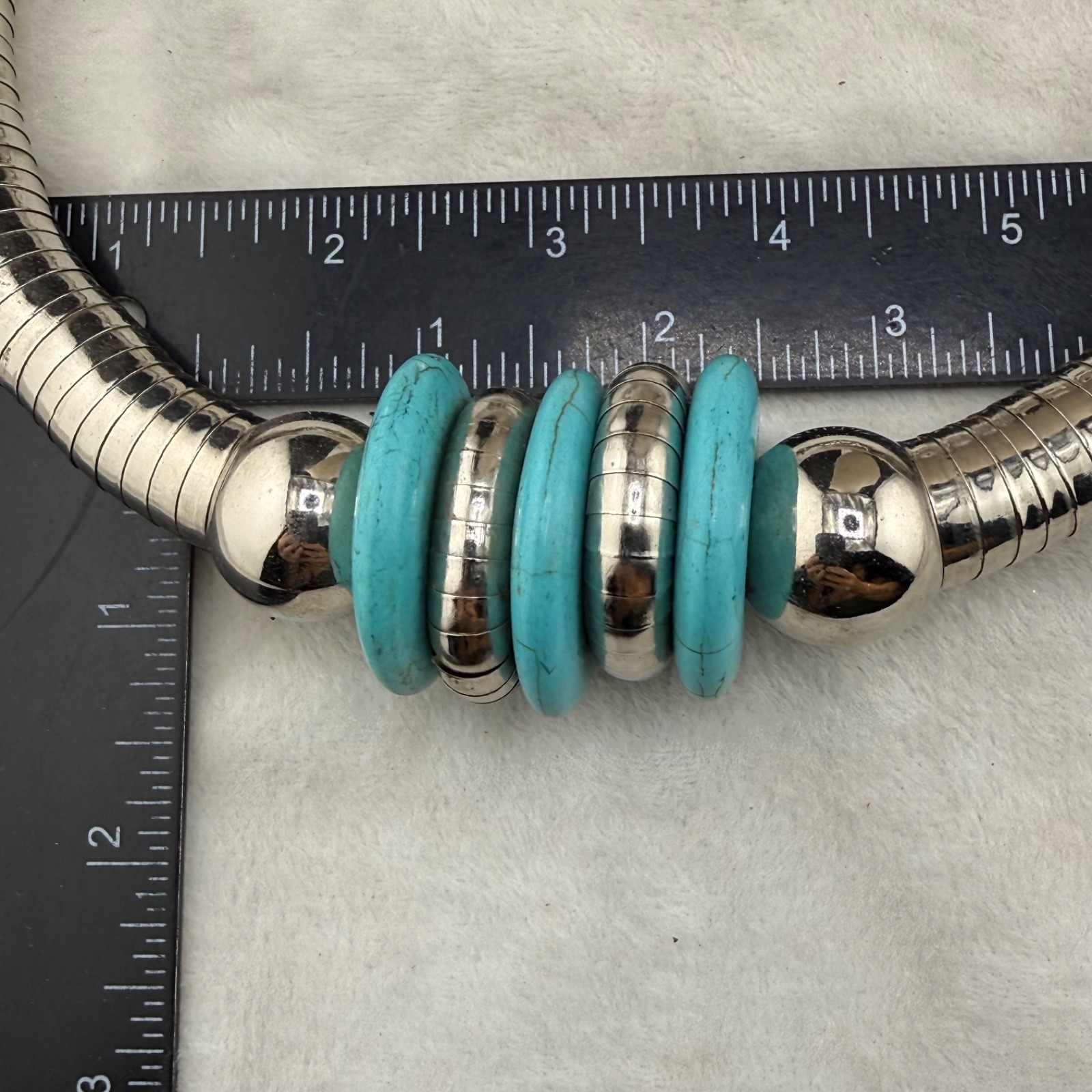Western Necklace Tube Chunky Silver Tone Y2K 22”