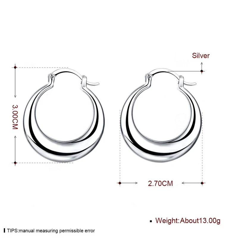 CHSHINE 3cm 925 Sterling Silver Earrings Fashion big hoop Beautiful Jewelry