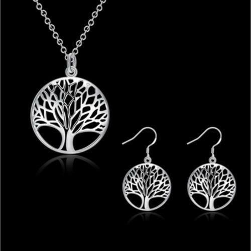 EPIC VAULT- Tree Of Life Sterling Silver Necklace Pendant- w/ Earrings Set
