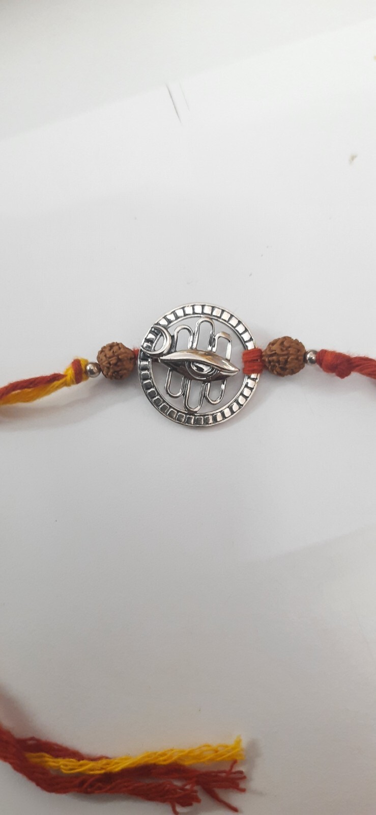 Shiva Third Eye Chandramaa Silver Rudraksha Pendant Moli Bracelet,Shiva Eye