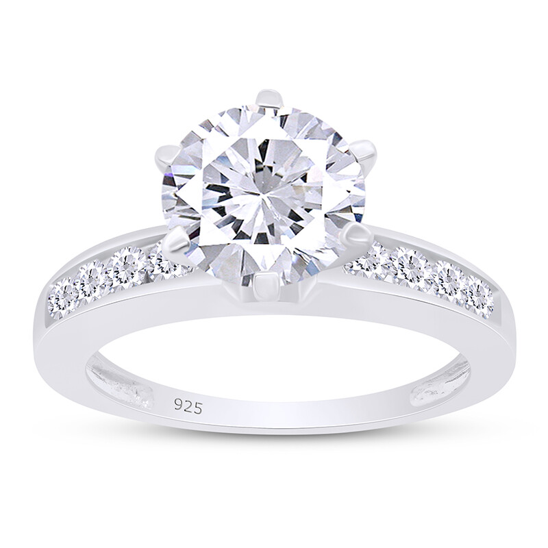 2.84 Ct Engagement Wedding Ring Simulated Diamond 14k White Gold Plated Silver