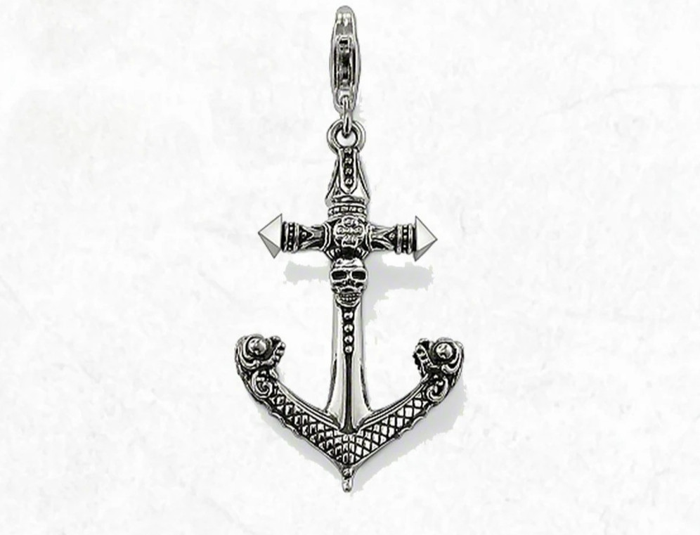 925 Silver Anchor Skull Vintage Pendant Charm Lobster Lock