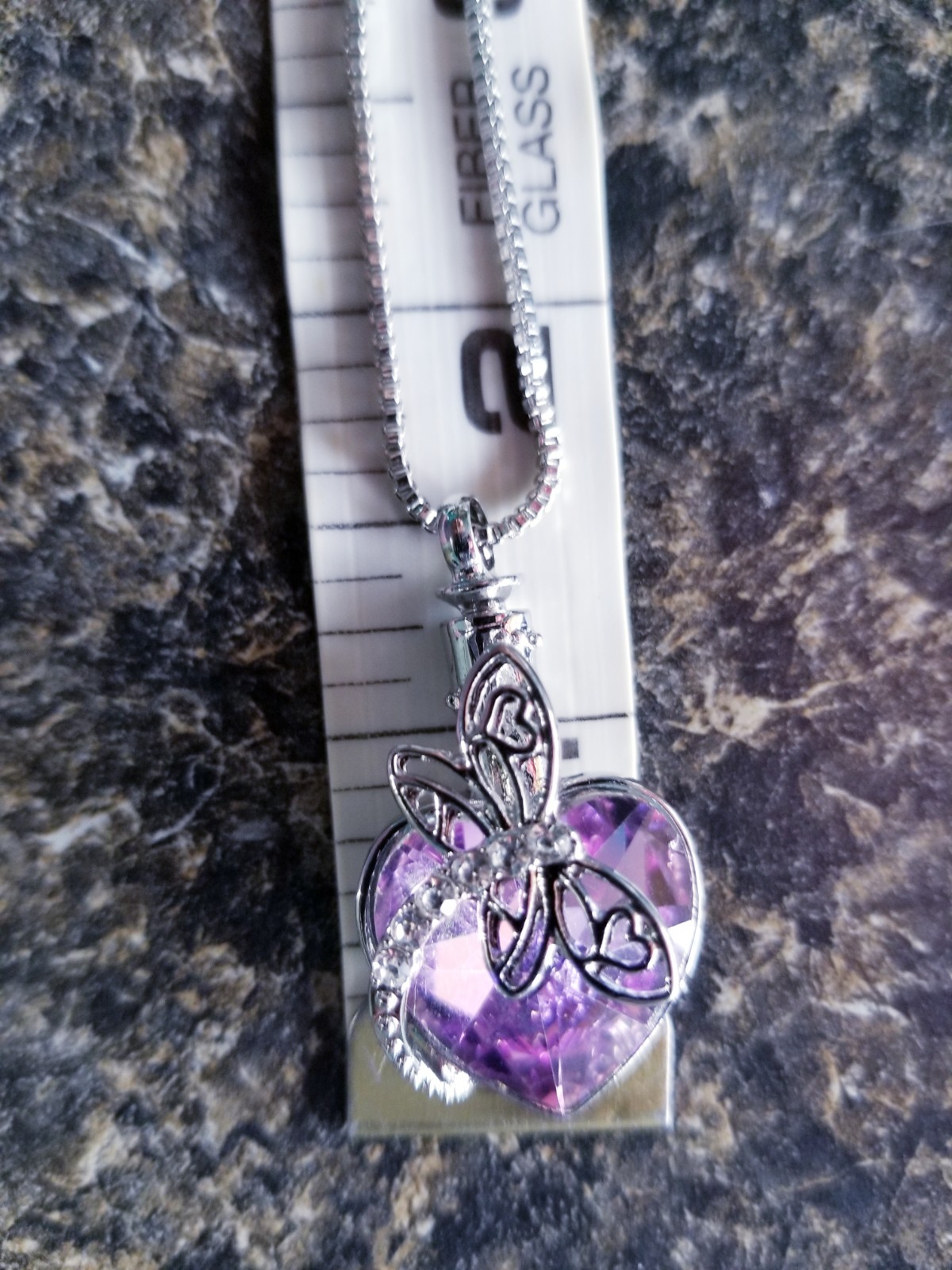 Silver Tone Urn Cremation Memorial Necklace Dragonfly Pendant for Ashes Blue