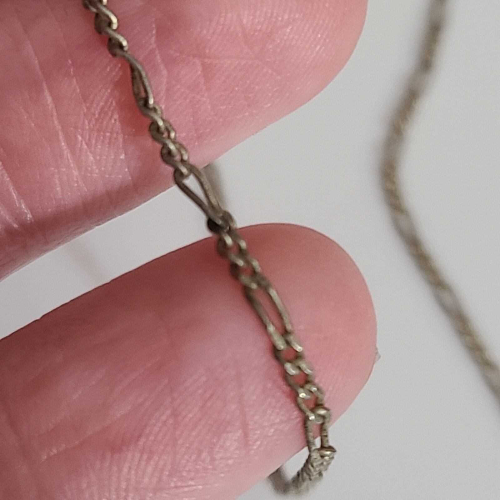 Vintage sterling silver Figaro Italy chain Mizpah coin necklace friendship vtg