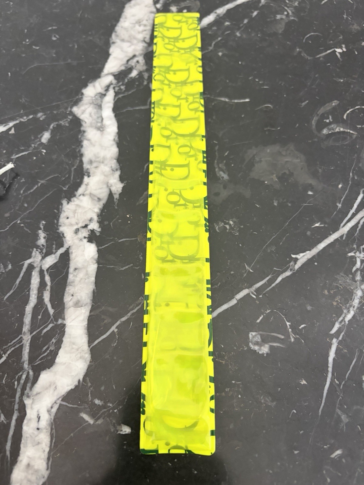 Vtg CHRISTIAN DIOR By John Galliano Neon Green Yellow Monogram Slap Bracelet