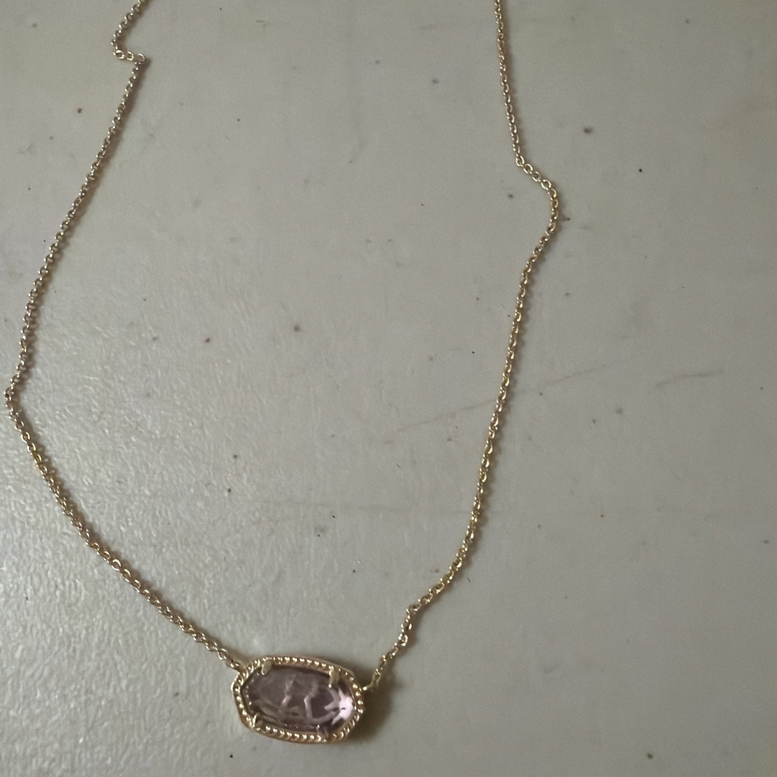 Kendra Scott Necklace Pink Gold Tone Elisa Pendant 17 Inches