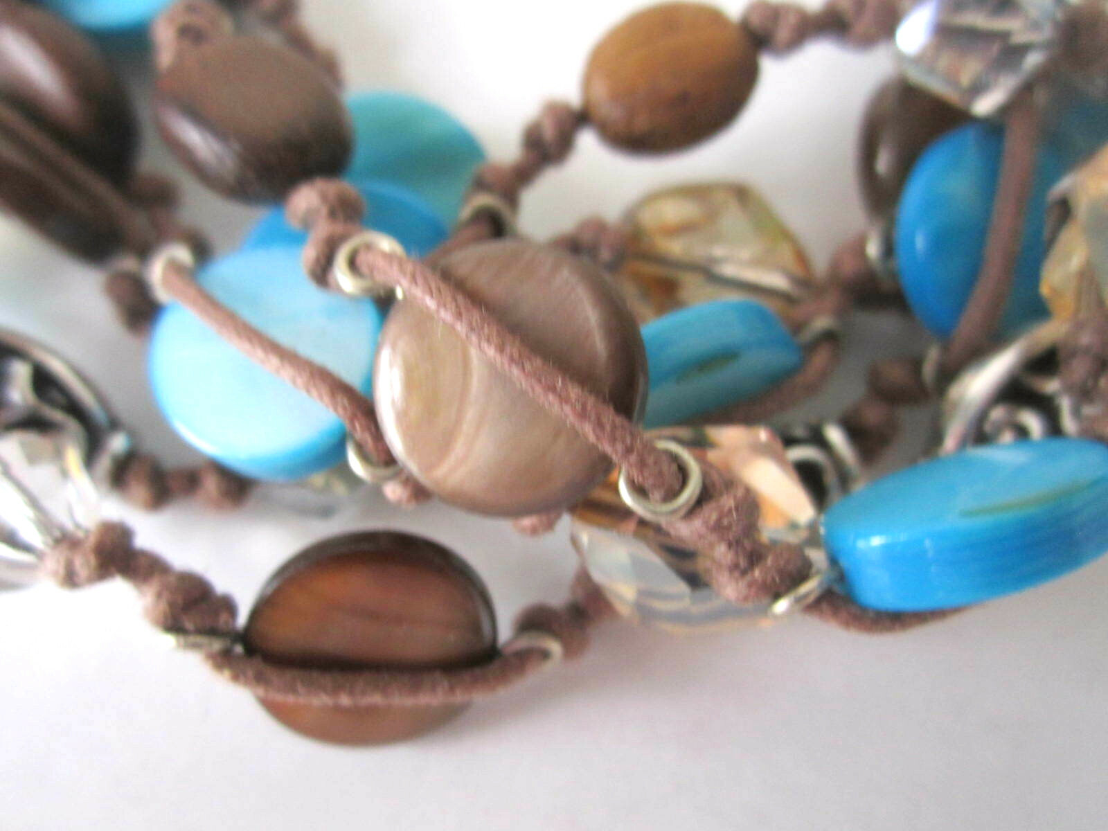 Brighton Riviera Blue Lagoon Bracelet Brown & Blue Beads Silver Plated