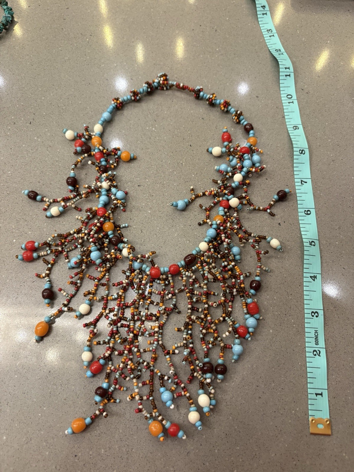 Boho Multi-Strand Seed Bead Statement Necklace Fringe Layered Jewelry