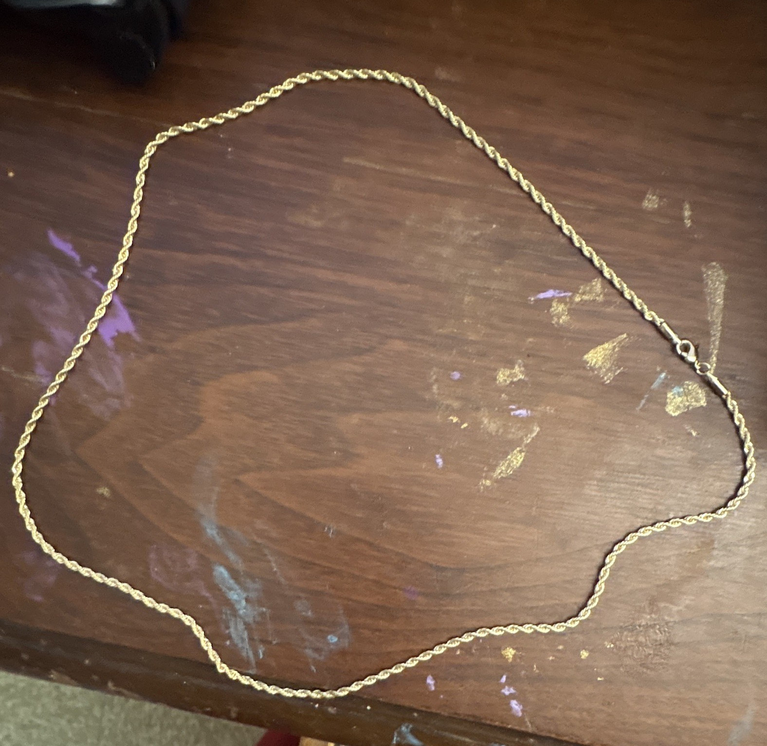 Gold Tone 3mm Rope 24 in Chain with Lobster Clasp