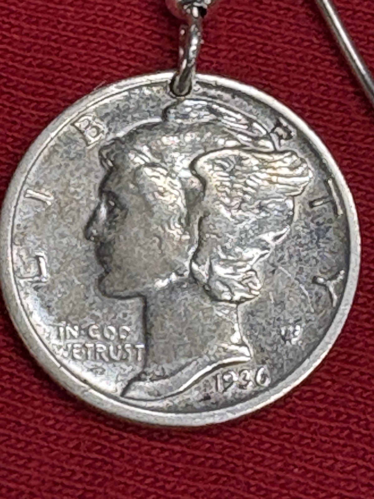 Vintage 1936 MERCURY DIME 90% SILVER Coin Jewelry EARRINGS With .925 Earwires!