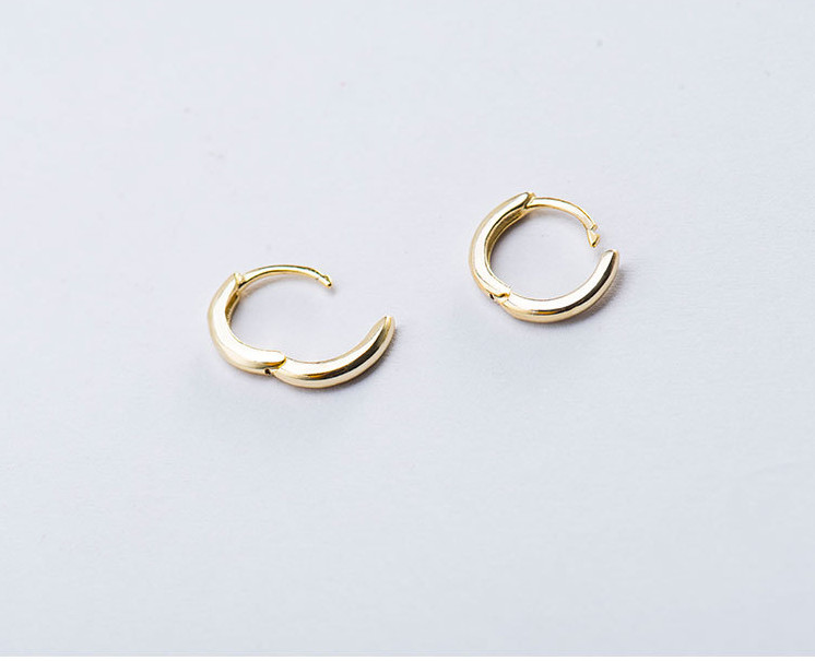 Plain Sterling Silver Huggie Hoop Earrings Children Girls Size 10mm Unisex A33
