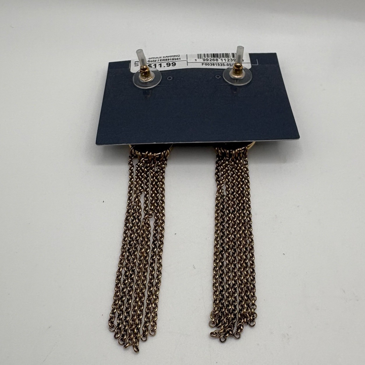 Gold Tone Circle Link Fringe Drop Earrings Universal Thread Target New