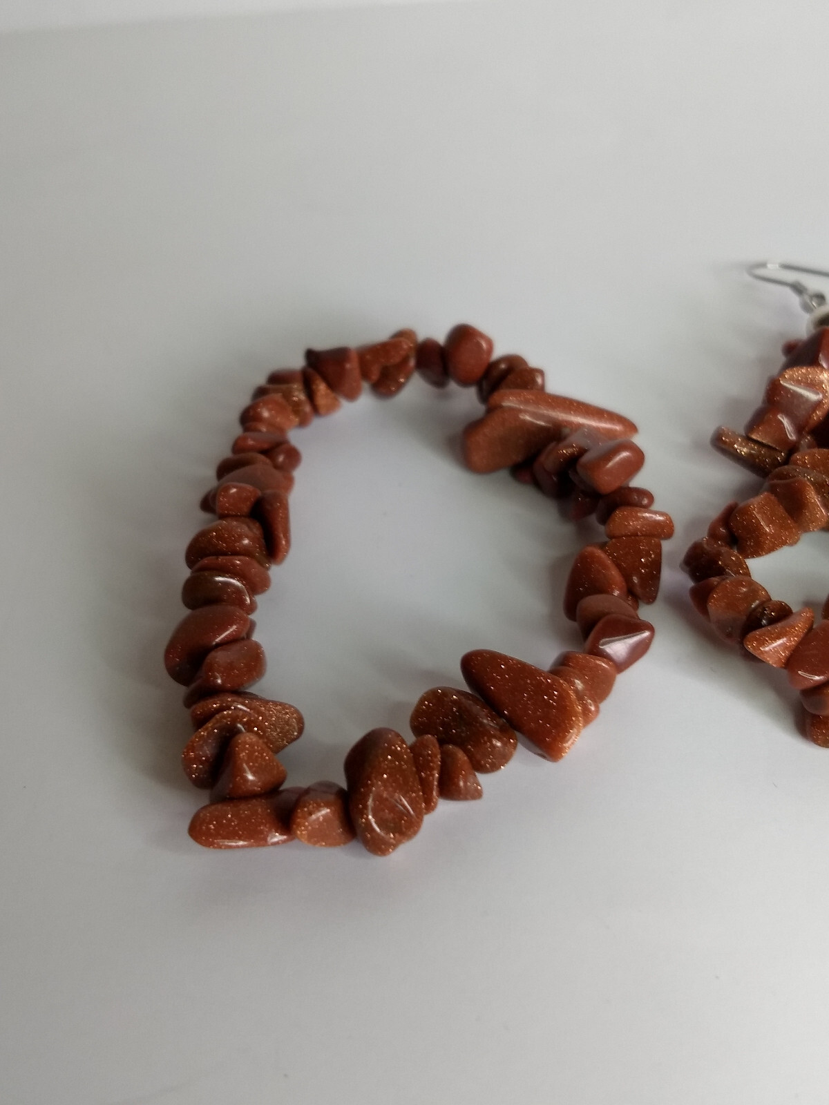 Red Orange Stone Bead Dangle Earrings Bracelet Set Western Boho Bohemian Hippie