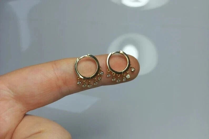 2 Ct Round Cut Simulated Diamond Hoop Dangling Earrings 14K Yellow Gold Plated