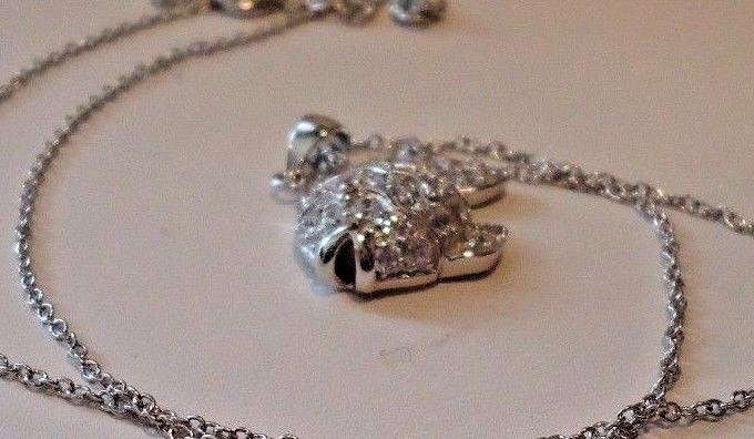 FISH NECKLACE PENDANT W/ 1 CT LAB DIAMONDS/ 925 STERLING SILVER/ 18” CHAIN