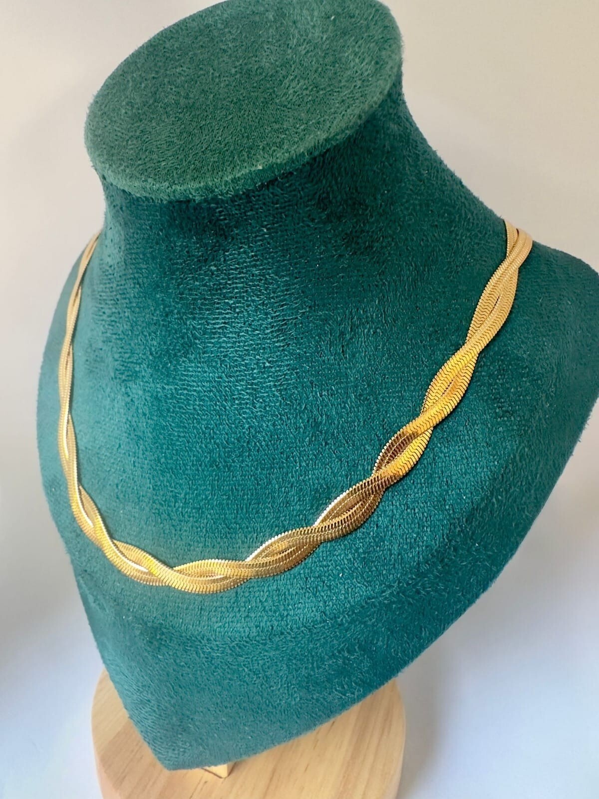 Woman 18K Gold Plated twisted Snake Herringbone Chain Waterproof Necklace