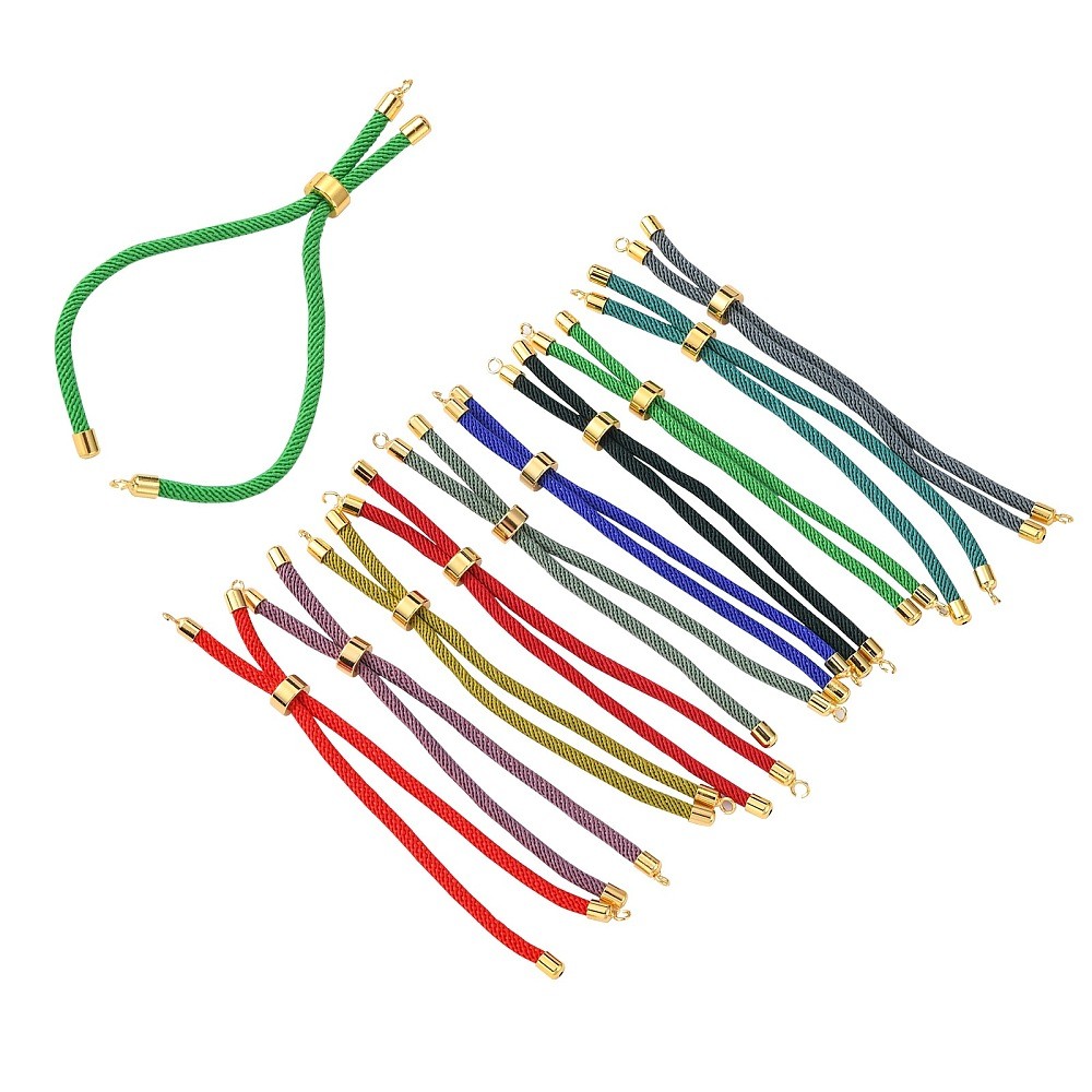 10x Twisted Cord Bracelet Kit Nylon Brass Slider Findings for DIY Jewelry Making