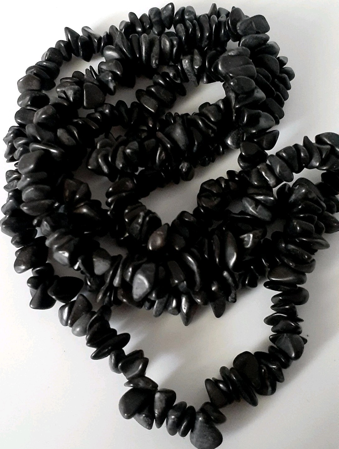 Matte Black Gemstone Single strand Necklace. 35 in.
