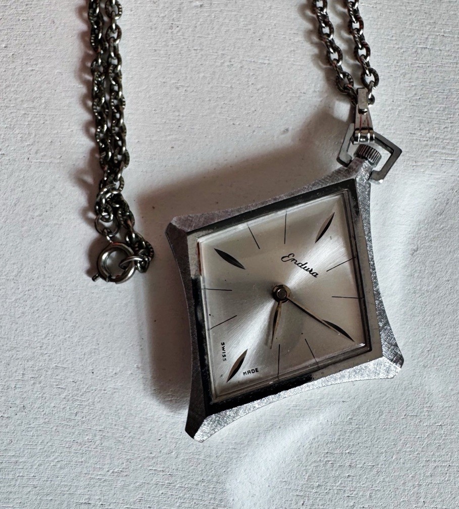Vintage Endura Swiss Made Pendant Watch Necklace Piece Necklace MCM Modern
