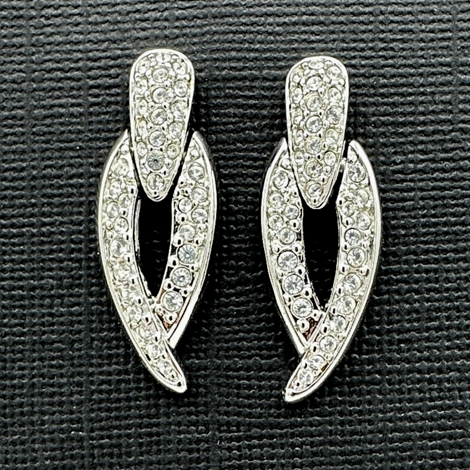 SWAROVSKI door knocker earrings – swan-signed silver-tone clear crystal pavé