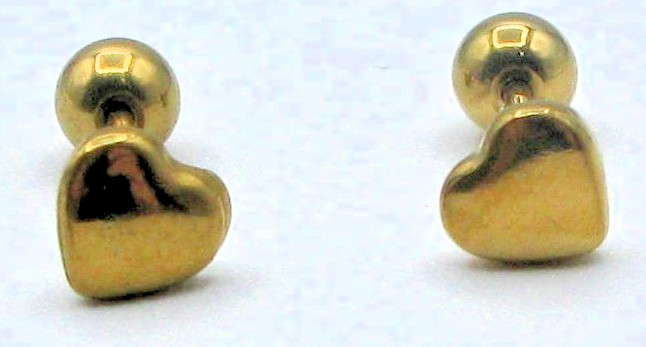 Gold Plated Titanium Steel Heart Screw Back Stud Earrings 304 Stainless Post