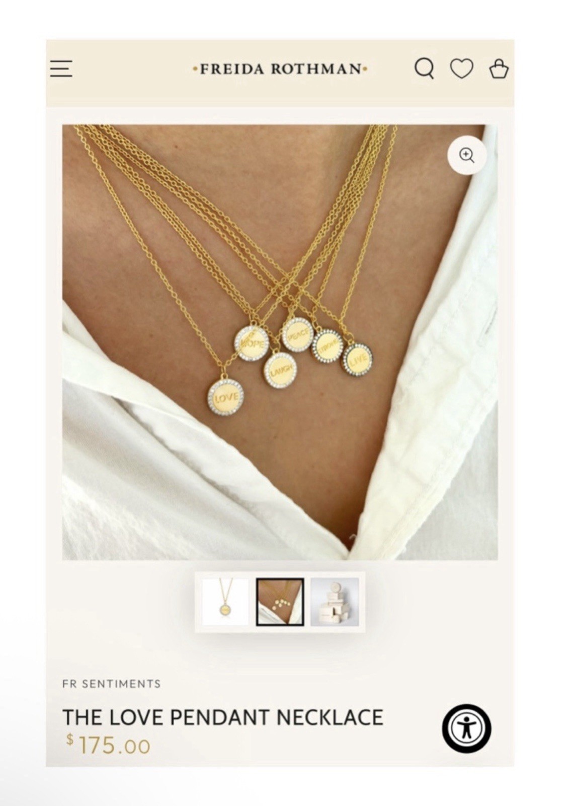 Freida Rothman FRSENTIMENTS THE LOVE PENDANT NECKLACE