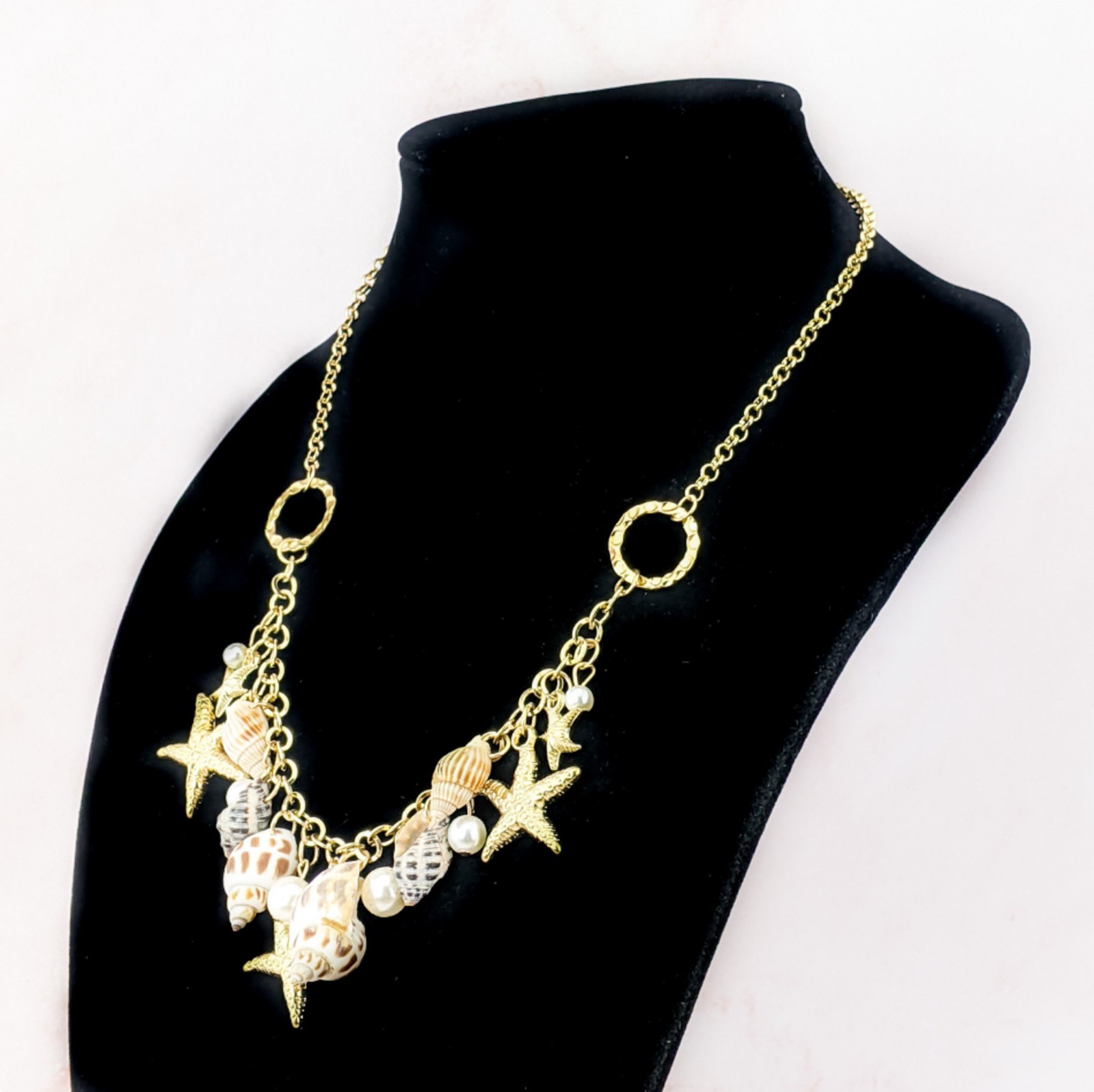Starfish Shell Statement Necklace jewelry Beach nautical Cruise fashion statemnt