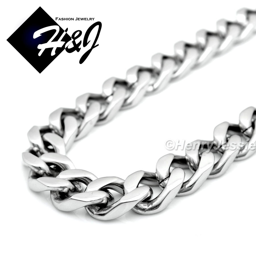 18-40″MEN Stainless Steel HEAVY WIDE 11mm Silver Cuban Curb Link Chain Necklace