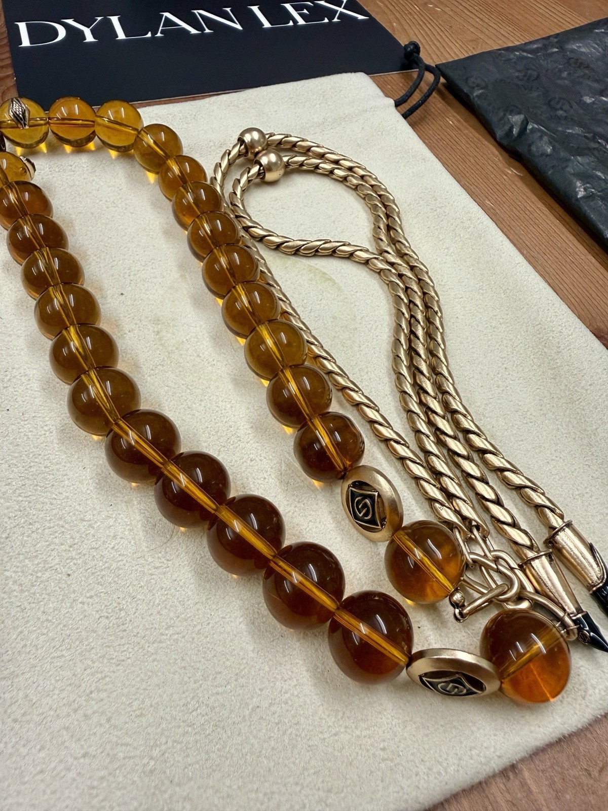 Dylanlex Nylah Lariat Necklace Gold/Amber