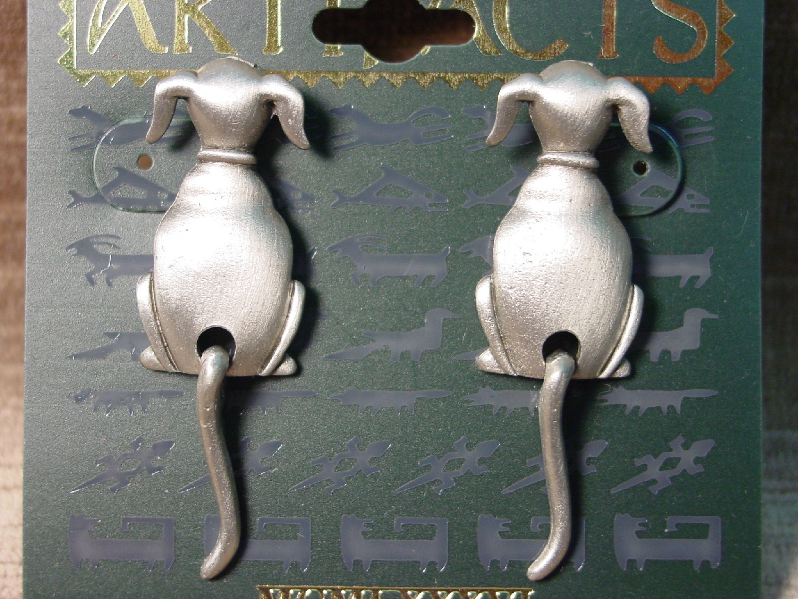 “JJ” Jonette Jewelry Silver Pewter ‘WAGGING DOG TAIL’ Earrings