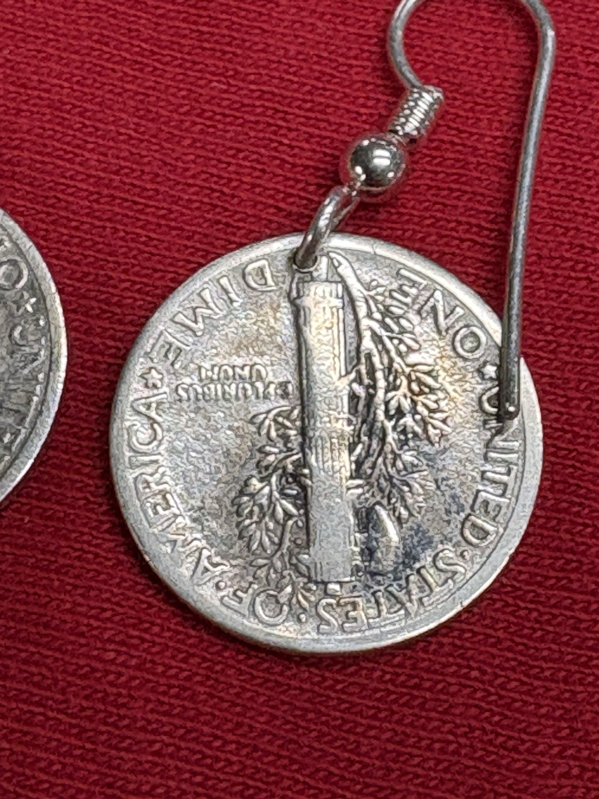 Vintage 1936 MERCURY DIME 90% SILVER Coin Jewelry EARRINGS With .925 Earwires!