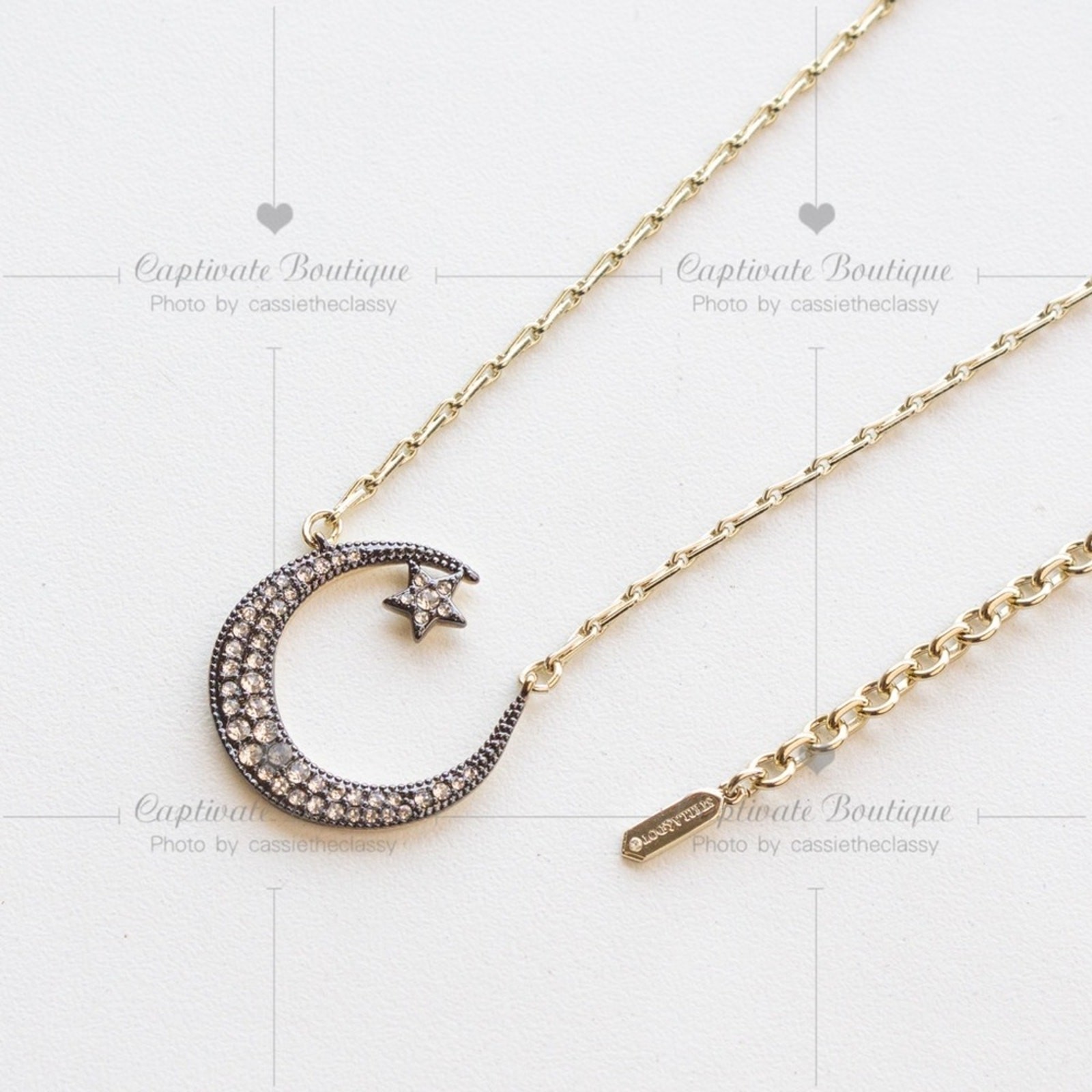 Stella and Dot Pavé Crystal Crescent Pendant Necklace