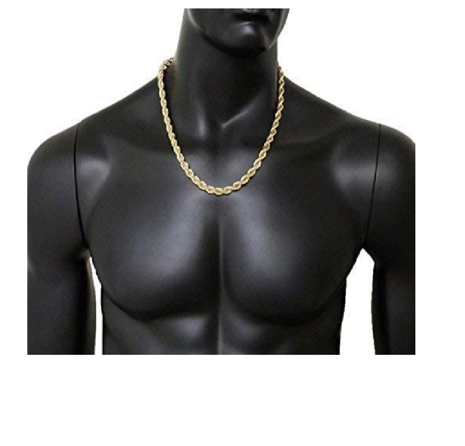Real 18K Yellow Gold Filled Hypo-allergenic 28inch 3mm Wide Rope Chain Necklace