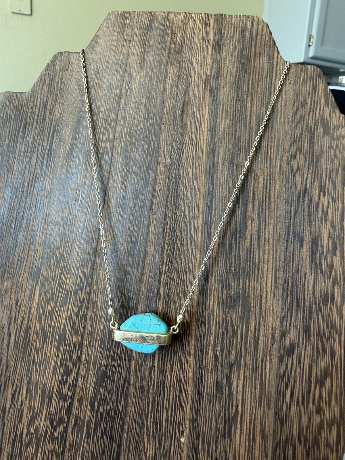 Turquoise Stone Gold-Toned Chain Necklace