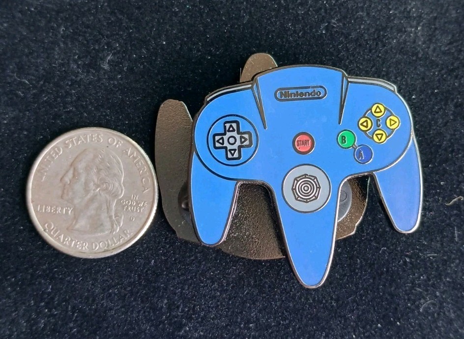 Nintendo 64 Controller N64 BLUE Custom ENAMEL PIN 90s Vintage Video Gaming OG