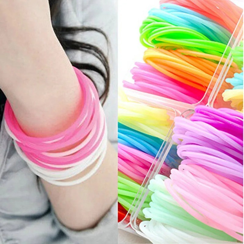 10PCS/Lot Black White Rubber Bracelets Wristband Friendship Rubber Gummy