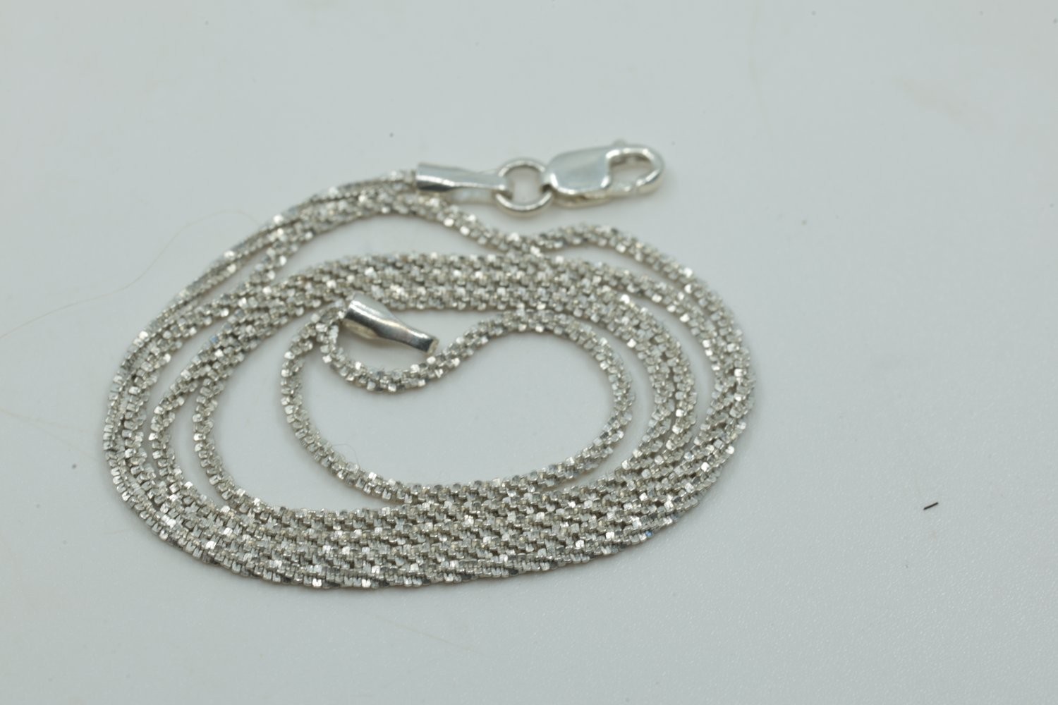 Vintage Sterling Silver Popcorn Chain Necklace 14 Inch Italy 925 2.79g