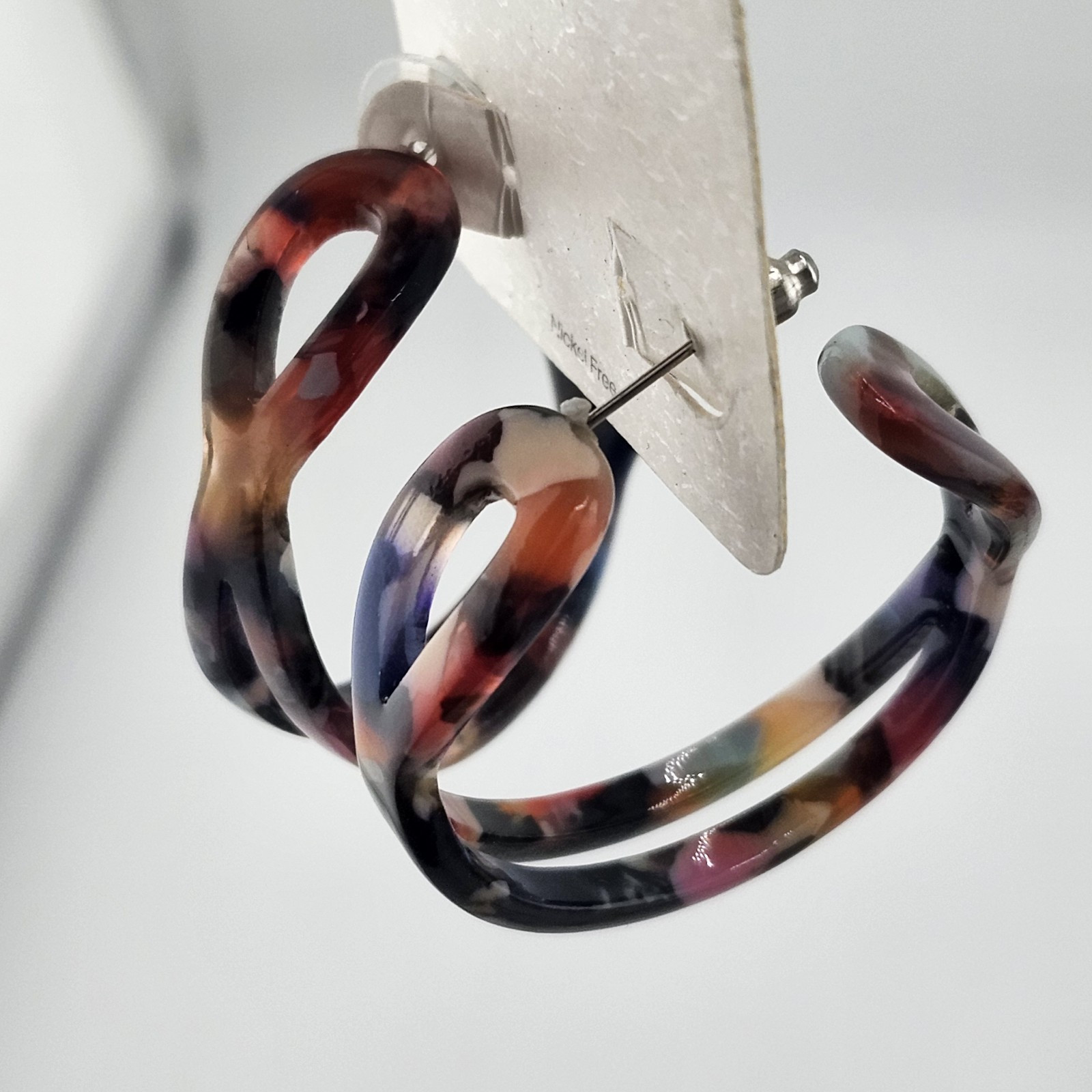 Nwt Maurices Acrylic Multicolor Hoop Earrings