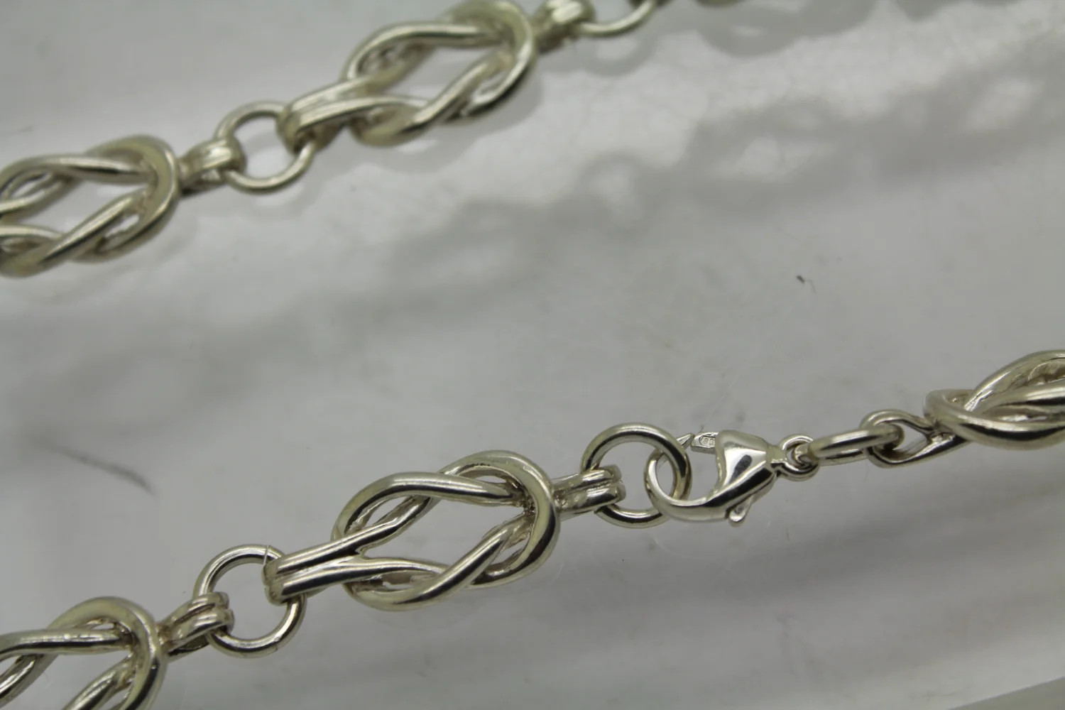 CHUNKY .925 S.S. INFINITY LOVE KNOT CHOKER necklace 15″ 32g