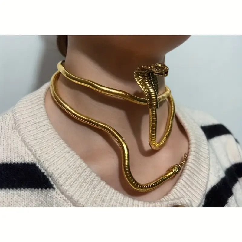 Necklace Bracelet Adjustable Cobra Snake Collar Neck Wrist Jewelry Gothic 35in