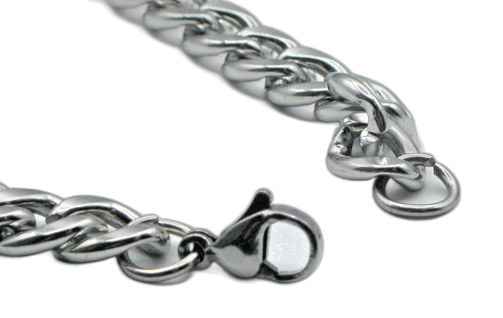 8mm Cuban Link Chain Necklace 24in (60cm) Stainless Steel Silver Tone