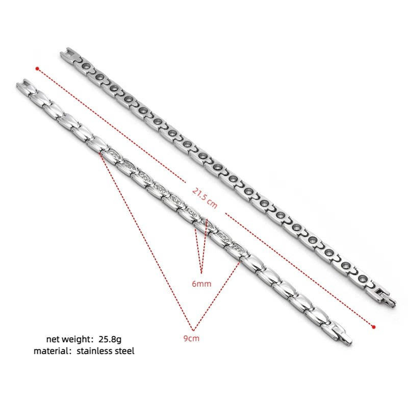 INS Style Titanium Steel Micro Diamond Bracelet with Magnetic Clasp