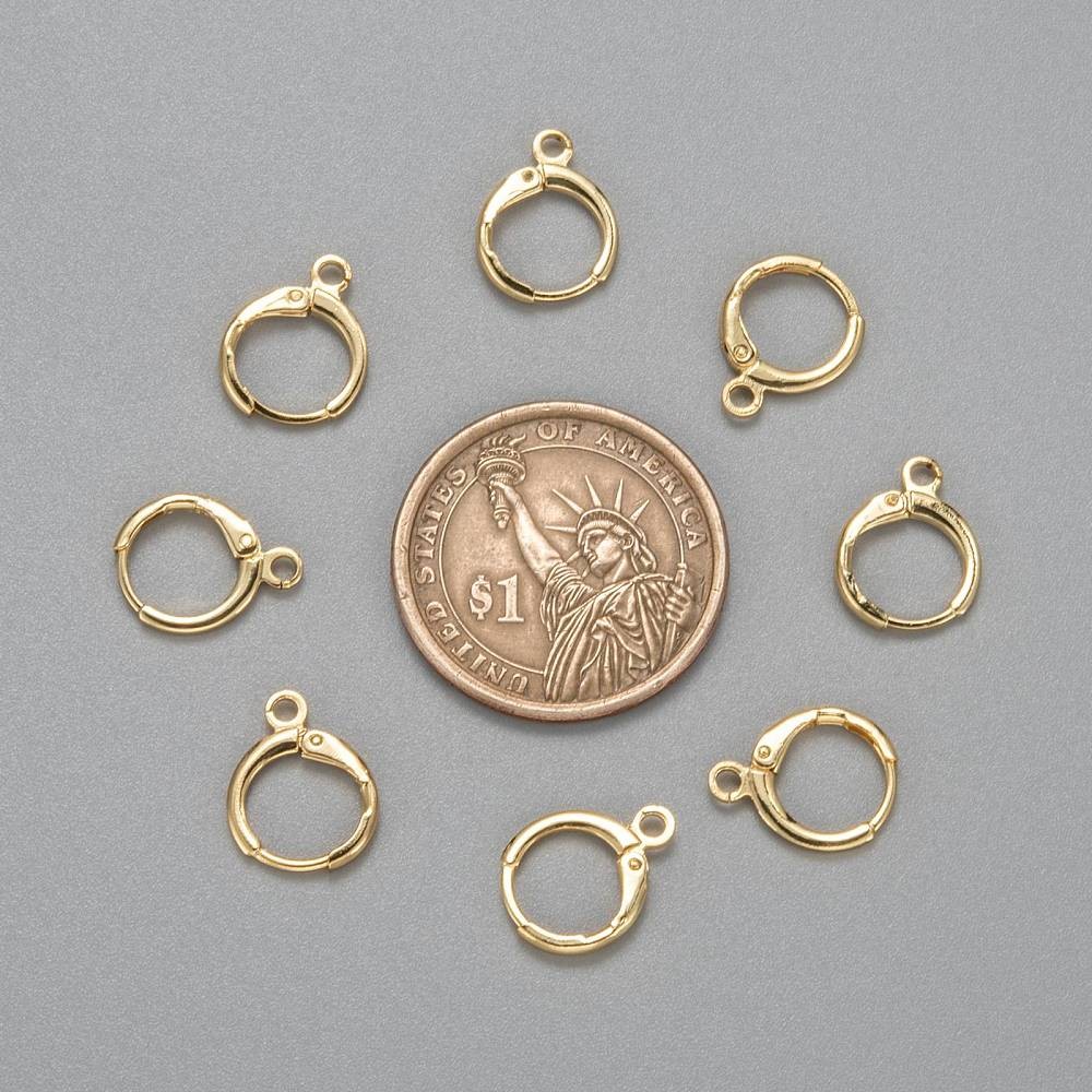 5 Pair Gold Brass Huggie Hoop Earring Finding w/Loop Round Blank for Earring DIY