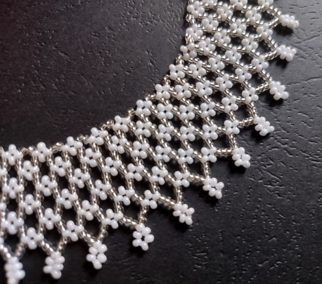 White silver beaded necklace for women Mesh Elegant Wedding Collar HANDMADE